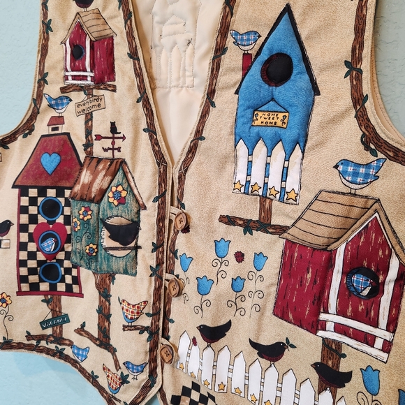 Vtg Handmade Quilted 90s Vest Sz Large Brown Granny Style Cottagecore Autumn EUC - Picture 2 of 6